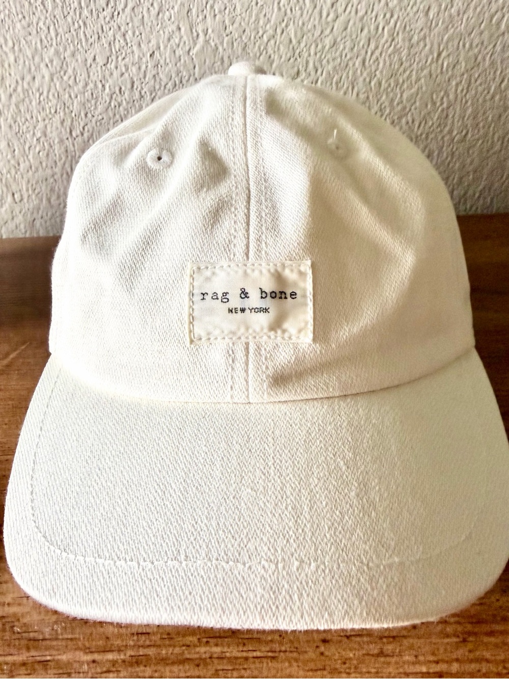 rag & bone Kids Cream Baseball Cap with Logo Patch